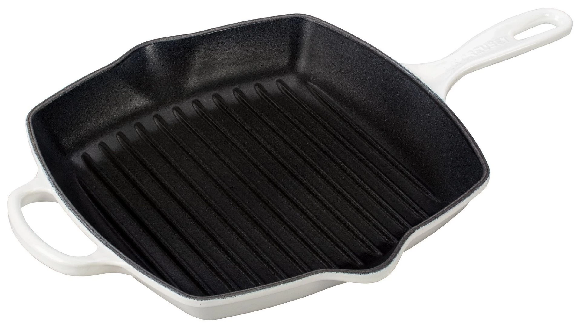 Le Creuset 10.25" Square Signature Cast Iron Grill Skillet | White 1 Le Creuset 10.25" Square Signature Cast Iron Grill Skillet | White