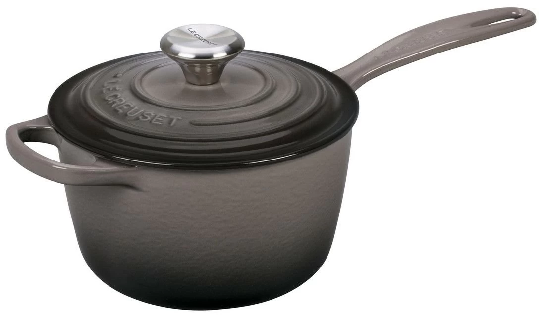 Le Creuset 1.75 Qt. Signature Enameled Cast Iron Saucepan With Stainless Steel Knob | Oyster Grey 1 Le Creuset 1.75 Qt. Signature Enameled Cast Iron Saucepan With Stainless Steel Knob | Oyster Grey