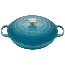 Le Creuset 3.5 Qt. Signature Enameled Cast Iron Braiser With Stainless Steel Knob | Caribbean Blue