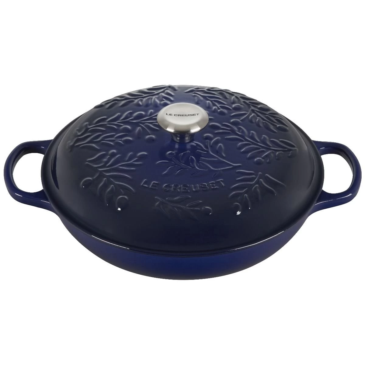 Le Creuset Olive Branch Collection 3.5 Qt. Signature Braiser | Indigo Blue 1 Le Creuset Olive Branch Collection 3.5 Qt. Signature Braiser | Indigo Blue